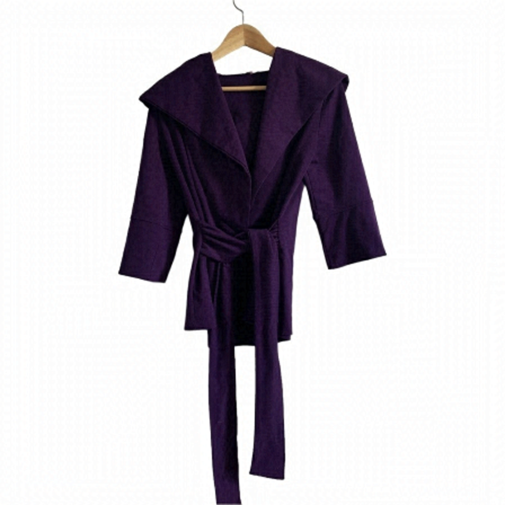 XTERAN Hooded Wrap Tie Front Cardigan
